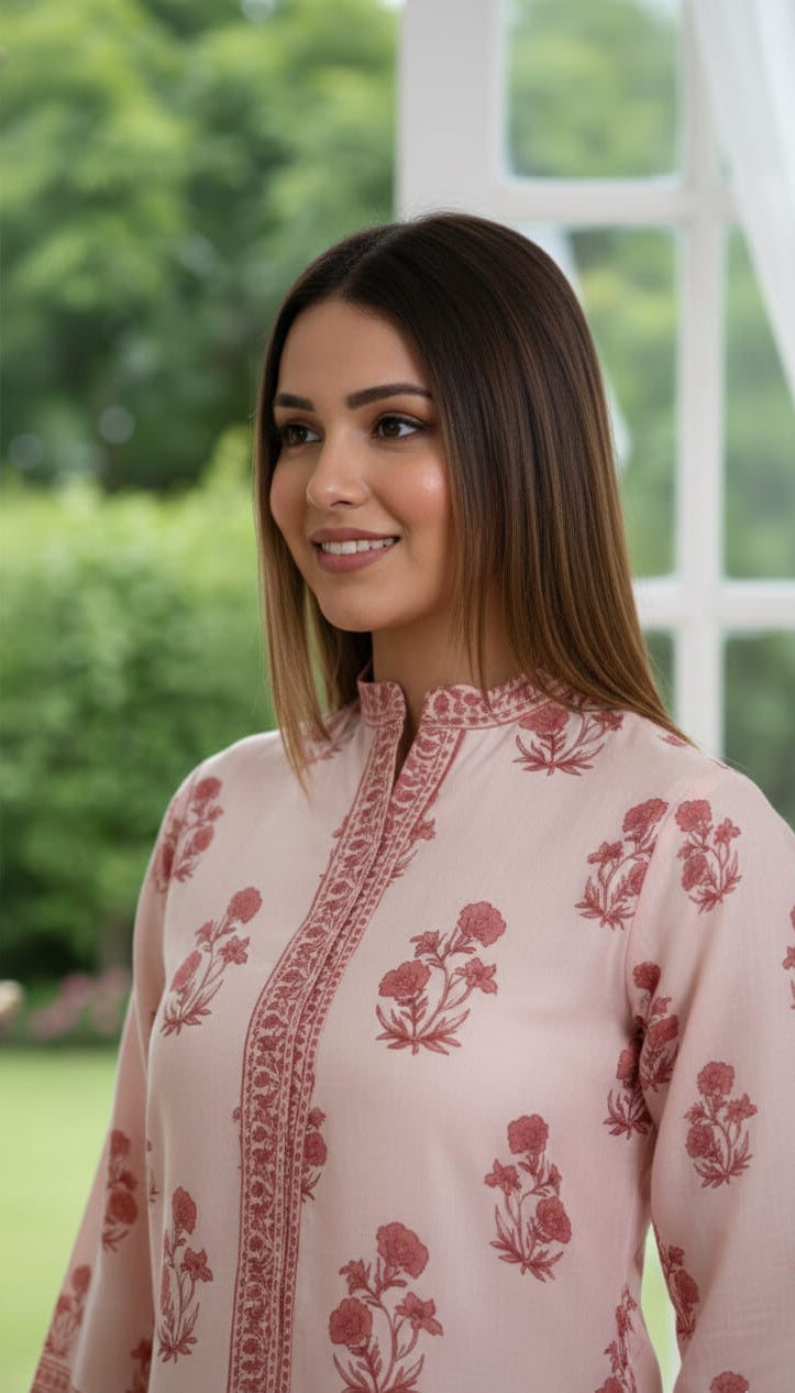 Finsh Pink Printed 2PC