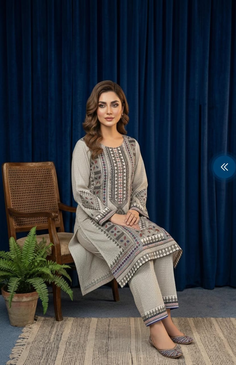 Premium Printed 3-Piece Khaddar Suit
