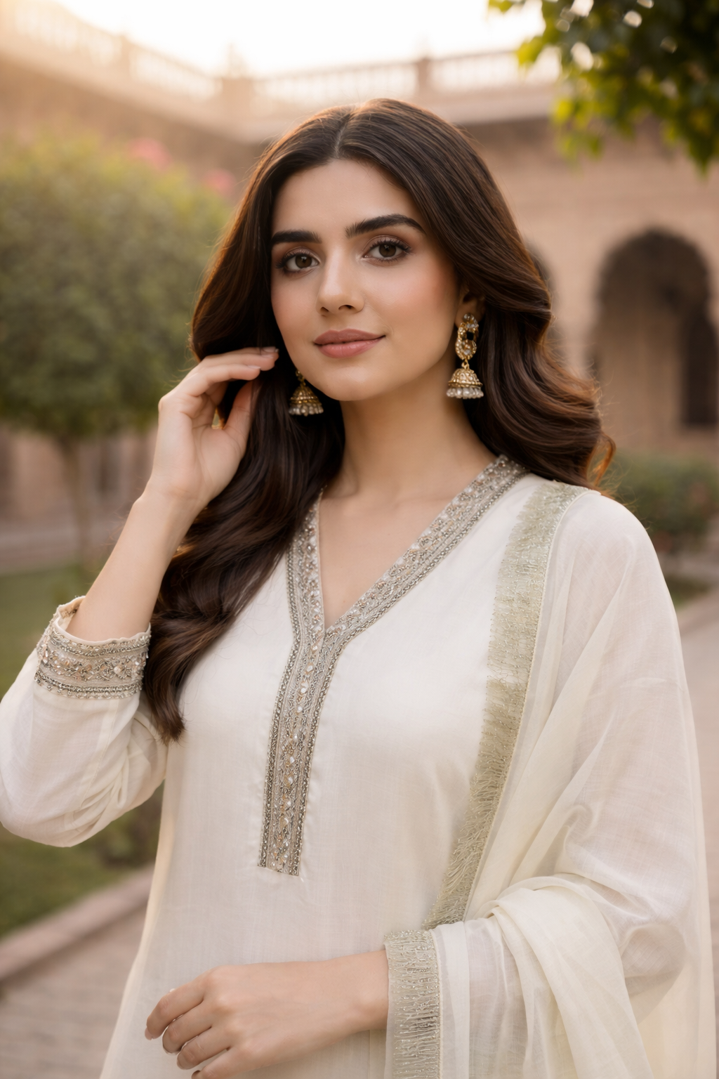 SHEHNAI WHITE EMBROIDERY 3 PC