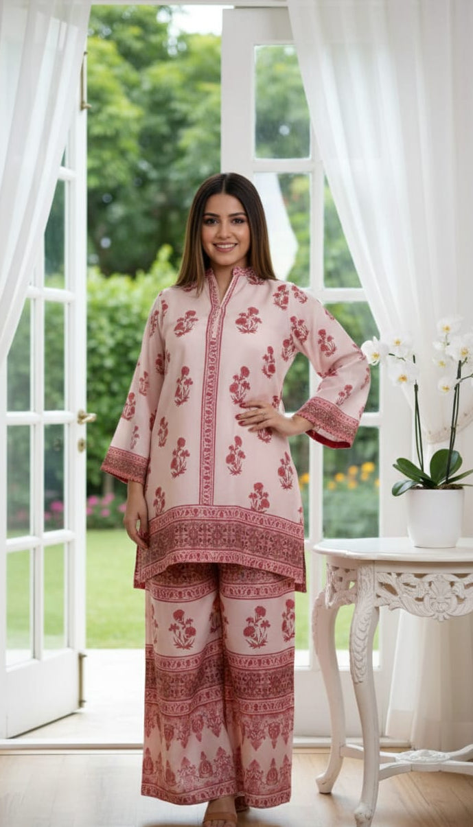 Finsh Pink Printed 2PC