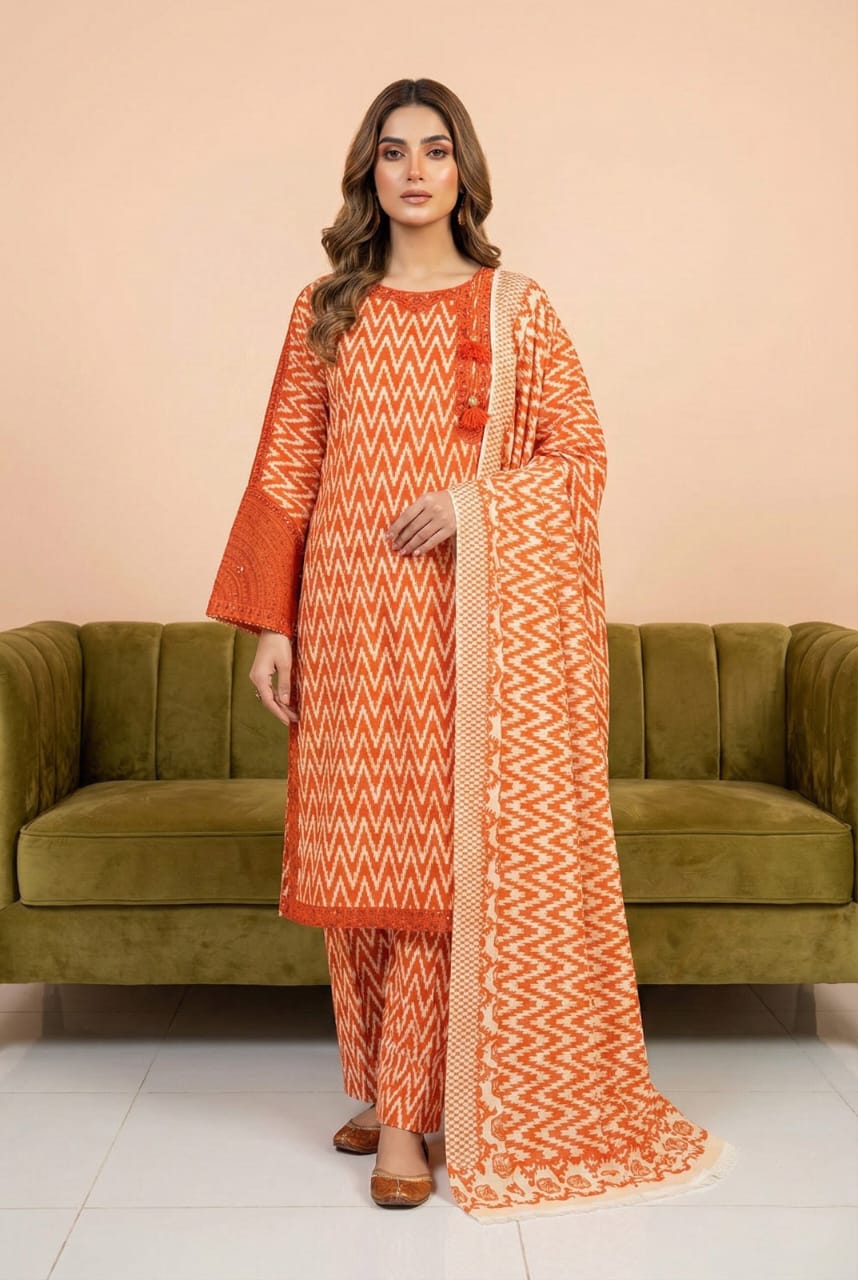 NAQSH - Premium Printed Khaddar 3-Piece Suit