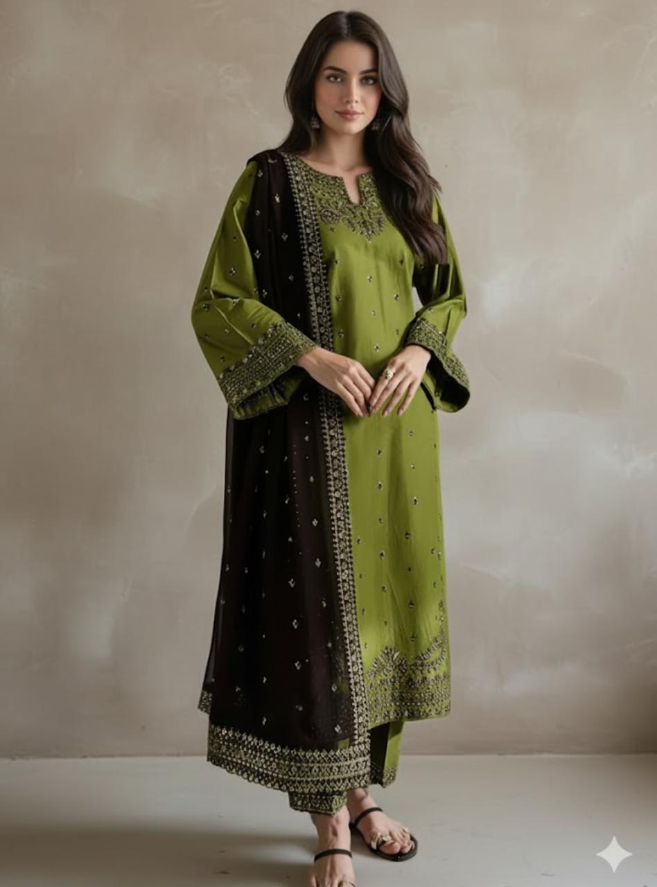 3PC - EMBROIDERED DRESS