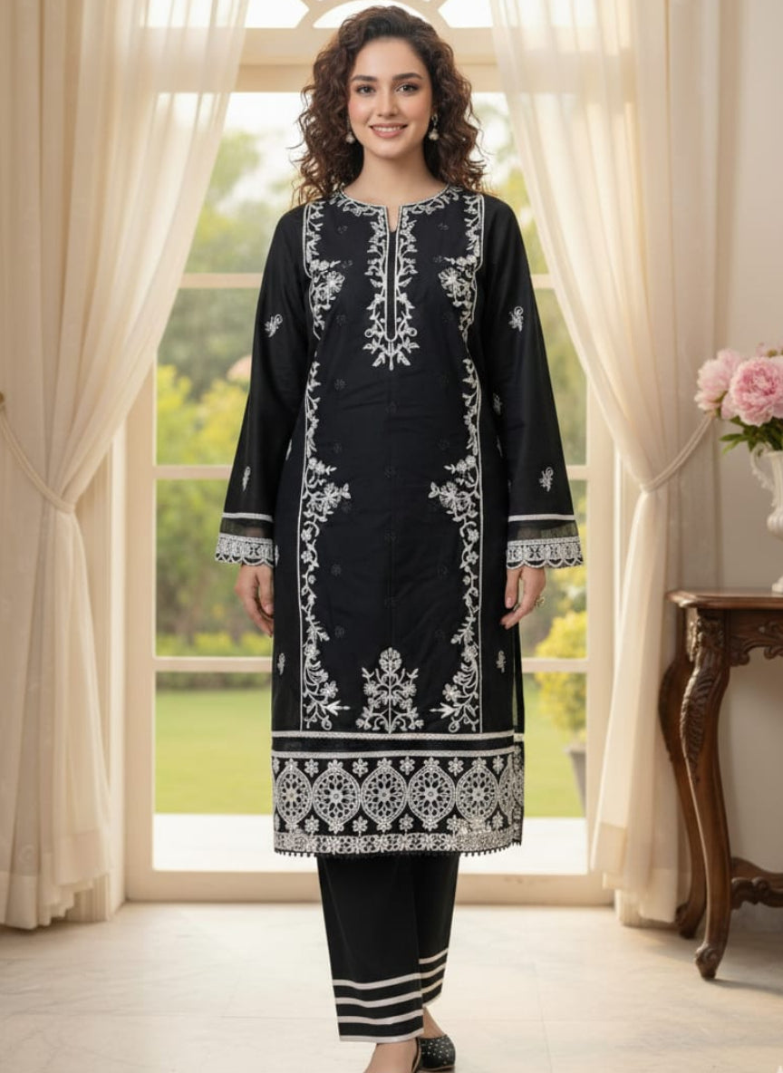 BLACK EMBROIDERY 2PC