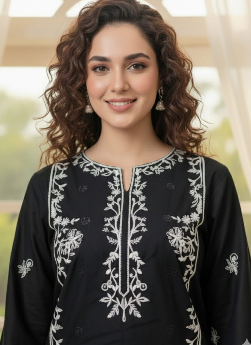 BLACK EMBROIDERY 2PC