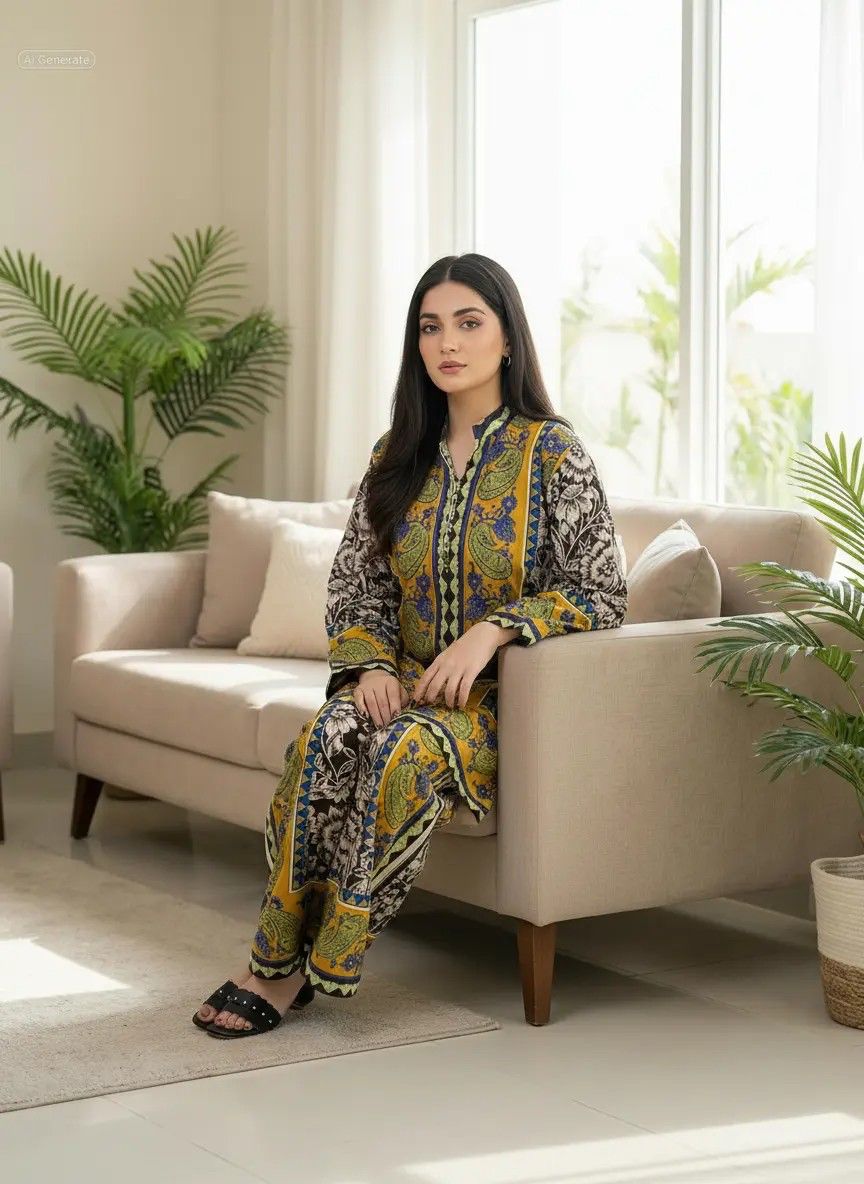 Hazal Green Printed 2PC