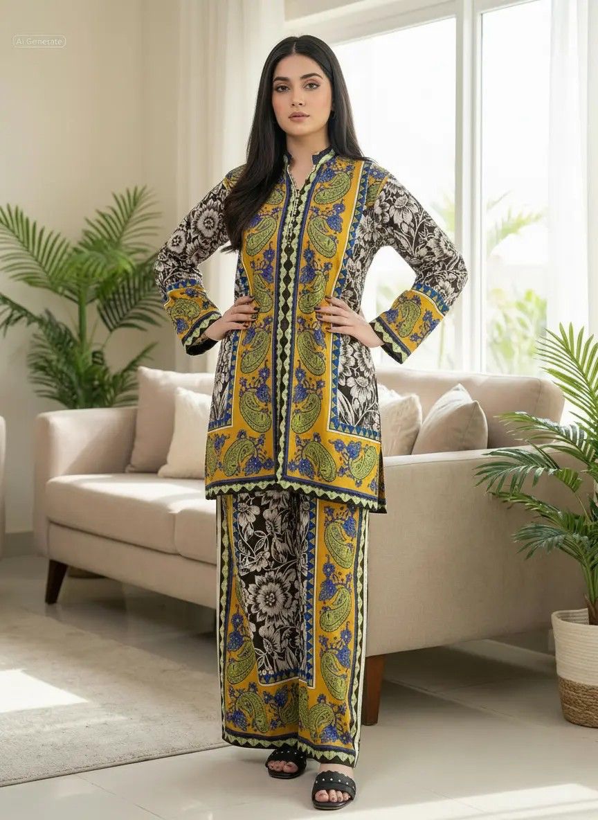 Hazal Green Printed 2PC