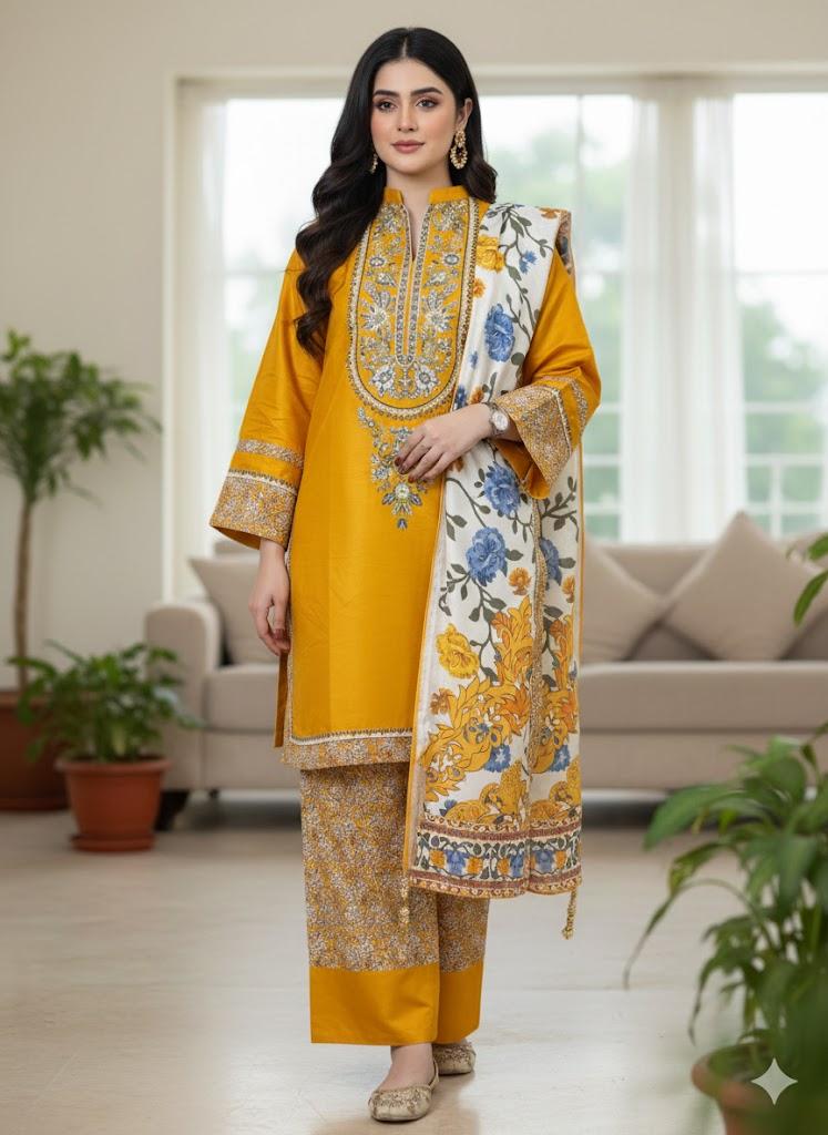 NAQSH - HAZEL EMBROIDERY 3PC (SHAWL)