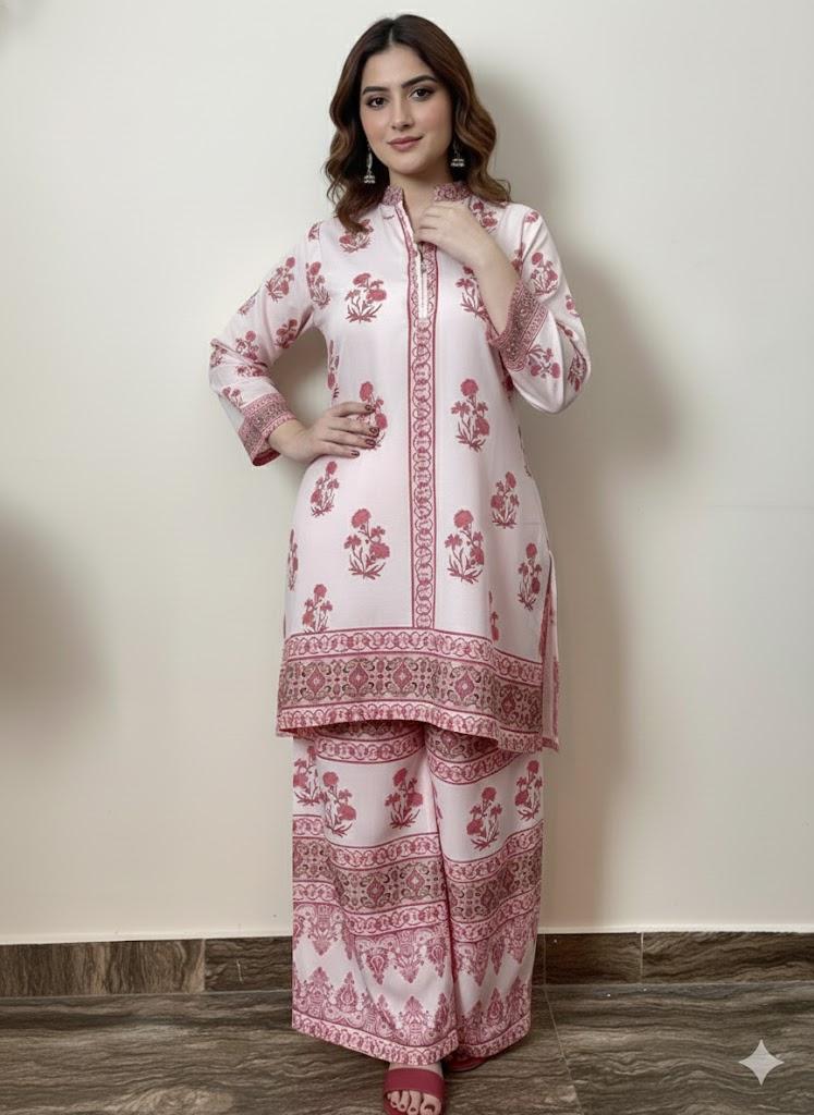 Finsh Pink Printed 2PC