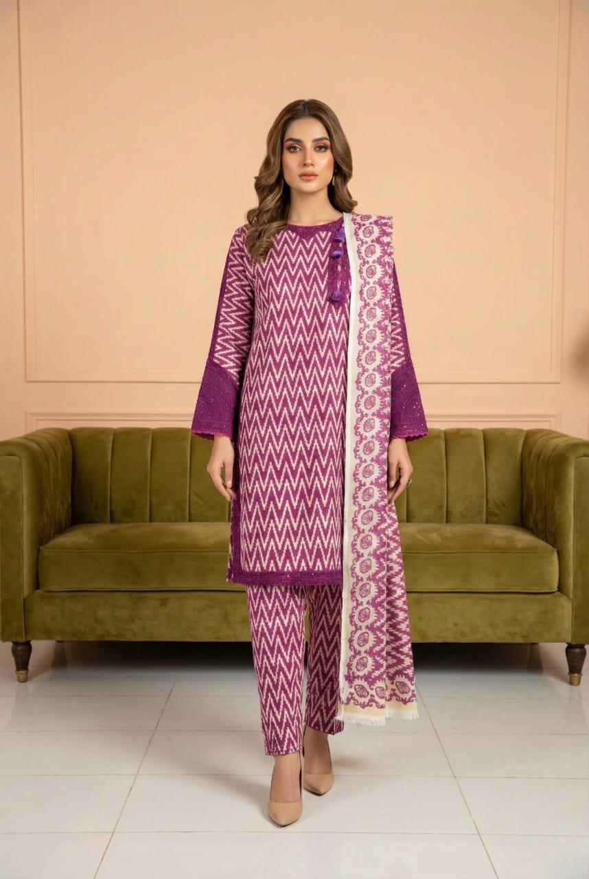 NAQSH - Premium Printed Khaddar 3-Piece Suit